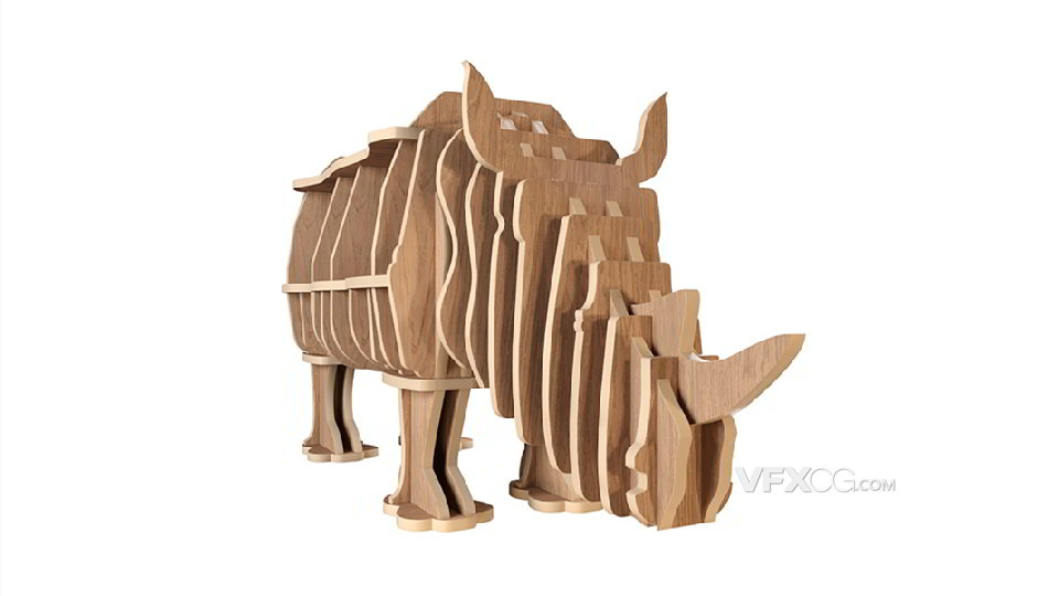 3DSMAX建模犀牛积木板块组装茶几立体模型