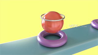 三维场景小球落下循环动画C4D教程视频