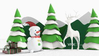 3DSMAX建模圣诞树下雪人和礼物场景模型