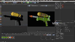 C4D模型玩具枪模型展UV教程视频