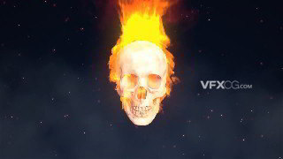 C4D恶灵骑士动态火焰骷髅头特效合成视频教程