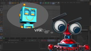 C4D卡通发条机器人建模绑定动画制作视频教程