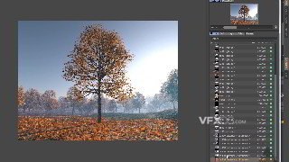 C4D制作秋天树木落叶环境场景建模渲染教程