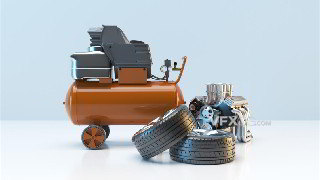 C4D制作汽车维修备用轮胎工具零件器械模型