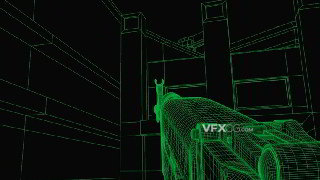 C4D制作第一人称视角游戏虚拟漫游线框效果教程