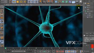 C4D科幻风神经细胞模型制作材质渲染视频教程