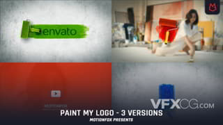 彩色油漆刷刷出logo公司网络推广视频动画AE模板