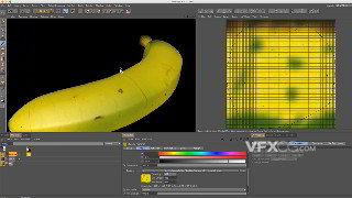 果盘香蕉模型C4D UV材质贴图视频教程