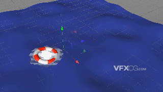 C4D制作海面飘浮救生圈游动动画视频教程