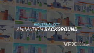 城市工业化建筑背景MG动画卡通平面视频AE模板