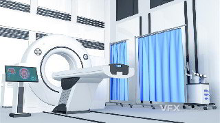 C4D制作核磁共振医疗仪器操作使用房间模型