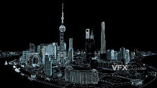 3dsMAX制作科技感虚拟线条地标城市场景模型