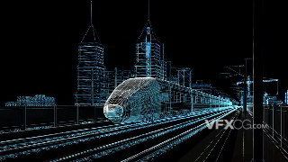 3dsMAX制作高铁动车城市科技线条3D场景模型