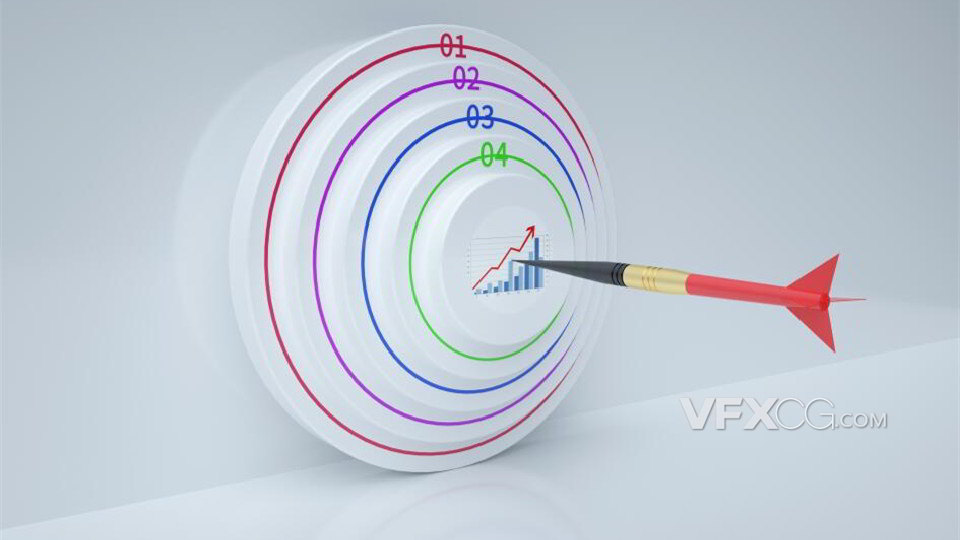 C4D制作商务感圆环飞镖箭头数据目标3D模型