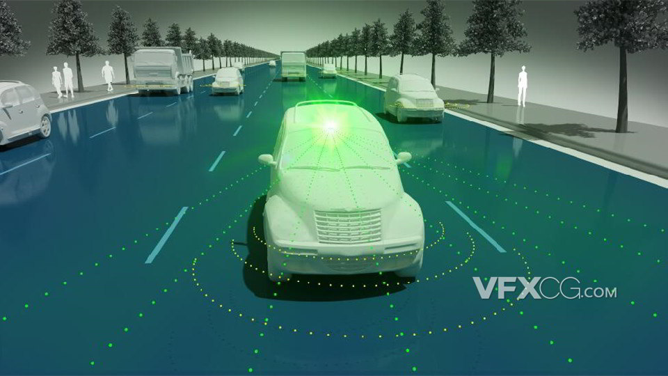 3dsMAX科技时代无人驾驶汽车公路行驶场景模型