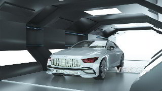 C4D制作高端科技感3D汽车通道场景模型