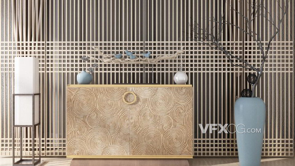 3dsMAX制作木色简约高雅家居墙壁设计模型