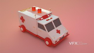 C4D制作简易版卡通几何玩具救护车模型