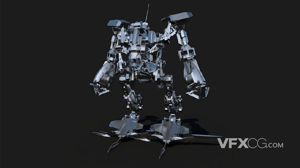 C4D制作机甲机器人机械角色模型走路动画
