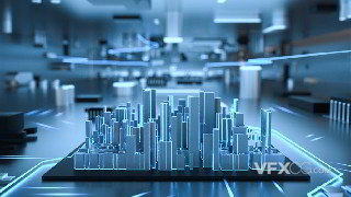 C4D制作3D科幻电路板几何城市建筑模型
