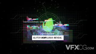 科幻技术毛刺RGB故障揭示logo动画视频片头AE模板