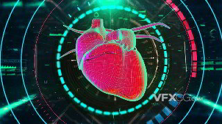 C4D制作创意科幻线条心脏HUD元素模型