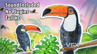 手绘卡通热带丛林旅游社宣传logo动画视频AE模板