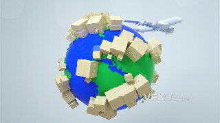 C4D制作创意卡通全球物流运输3D海报模型