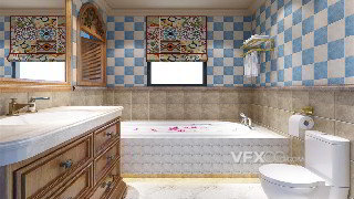 3dsMAX制作复古异域风卫生间浴室场景模型