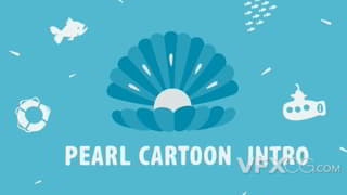 卡通枫叶落入海底珍珠打开揭示logo动画视频AE模板