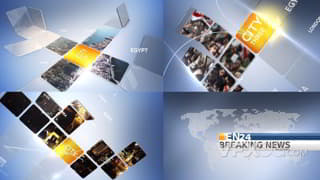 方块展开地图24小时国际新闻报道电视节目视频AE模板