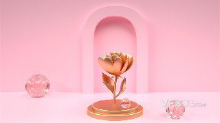 C4D制作创意玫瑰雕塑摆件浪漫空间场景模型