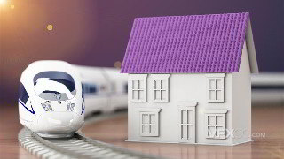 3dsMAX制作高铁轨道围绕房屋3D场景模型
