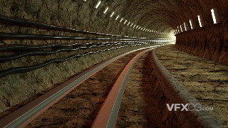 C4D制作地下地铁轨道隧道空间场景模型