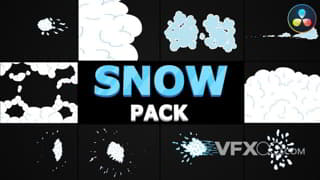 二维卡通雪花爆炸融雪冬季主题动画特效视频达芬奇模板