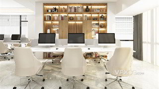 3dsMAX制作现代商务办公室桌椅电脑场景模型