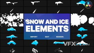 冬季冰块结冰下雪融化元素卡通特效视频达芬奇模板