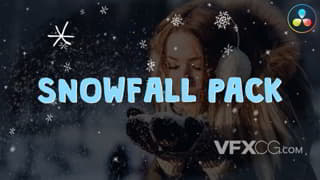 降雪下雪天冬季手绘雪花元素背景覆盖视频特效达芬奇模板