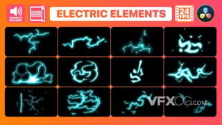 手绘卡通动态电流能量光线冲击元素动画特效视频达芬奇模板