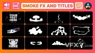 卡通手绘烟雾爆炸气体标题动画特效视频制作达芬奇模板