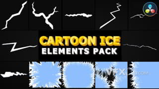 卡通冰裂缝霜冻过渡动画冬季元素特效视频制作达芬奇模板