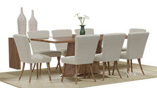 3D大气厨房饭桌有椅子桌子花瓶装饰Blend三维工程