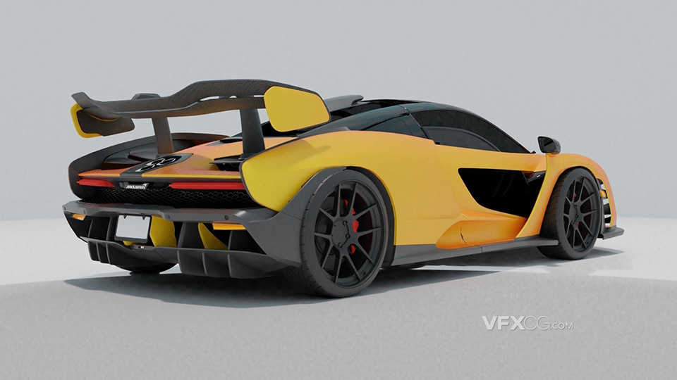 Blend三维黄色超级兰博基尼款式跑车汽车3D模型