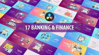 银行储蓄与金融交易MG背景动画场景视频达芬奇模板