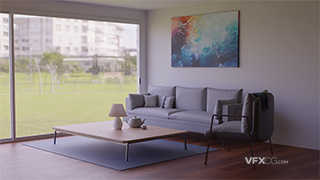 Blend简约三维室内房间装饰艺术画沙发3D模型
