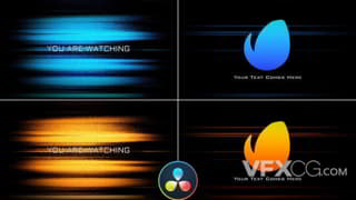 彩色线条故障噪声跳动logo演绎动画视频达芬奇模板