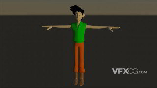 Maya制作3D卡通瘦小少年小伙人物角色模型
