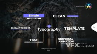 现代简洁图形动画文字标题设计视频字幕达芬奇模板