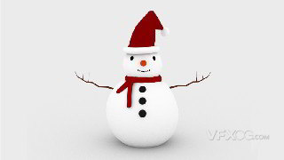 Maya制作冬天圣诞装扮可爱卡通雪人3D模型