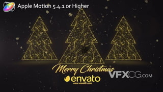 Apple Motion模板-圣诞节新年祝福金色粒子动画视频片头
